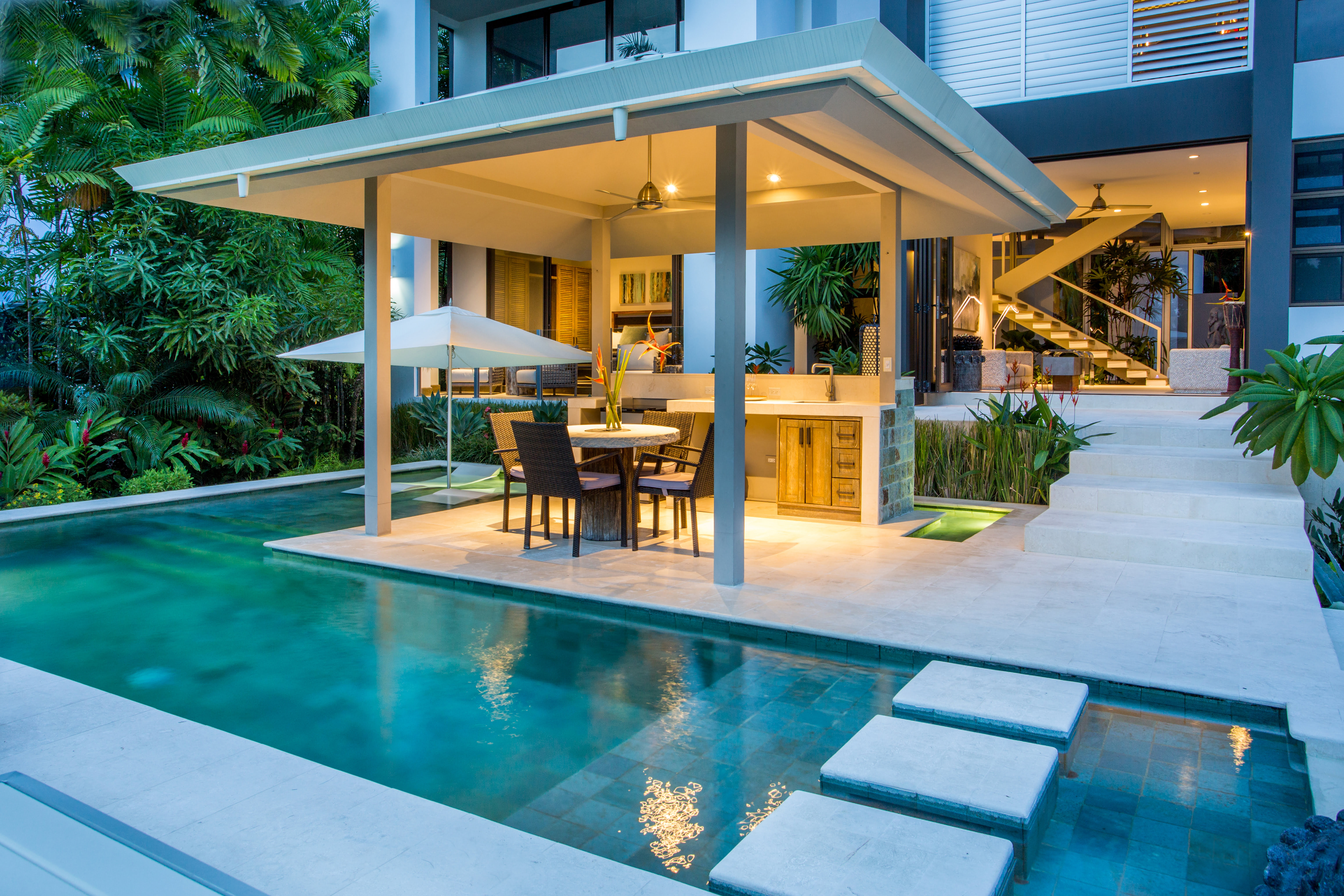 The outdoor entertaining area