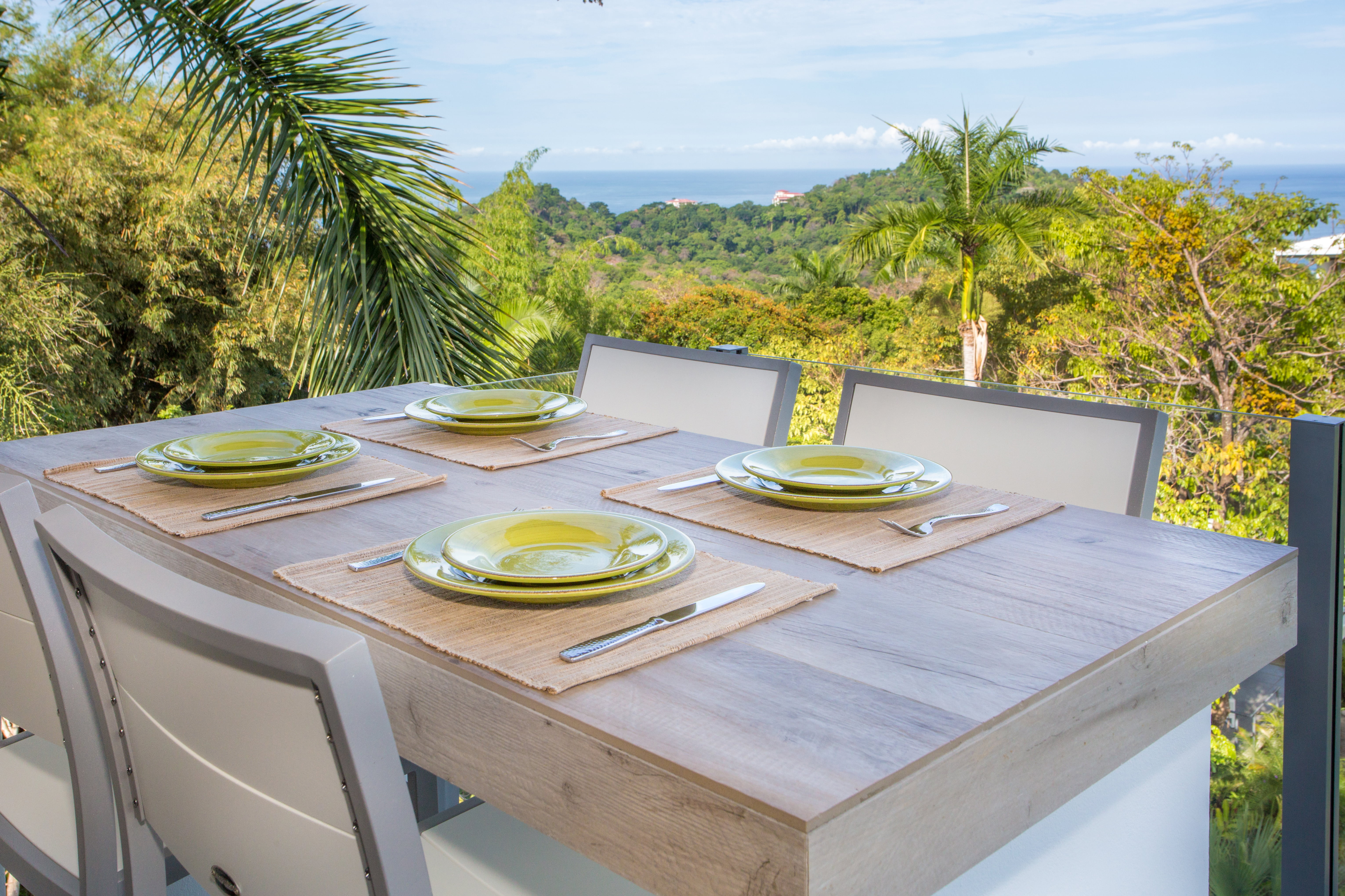 Dining on the kitchen balcony