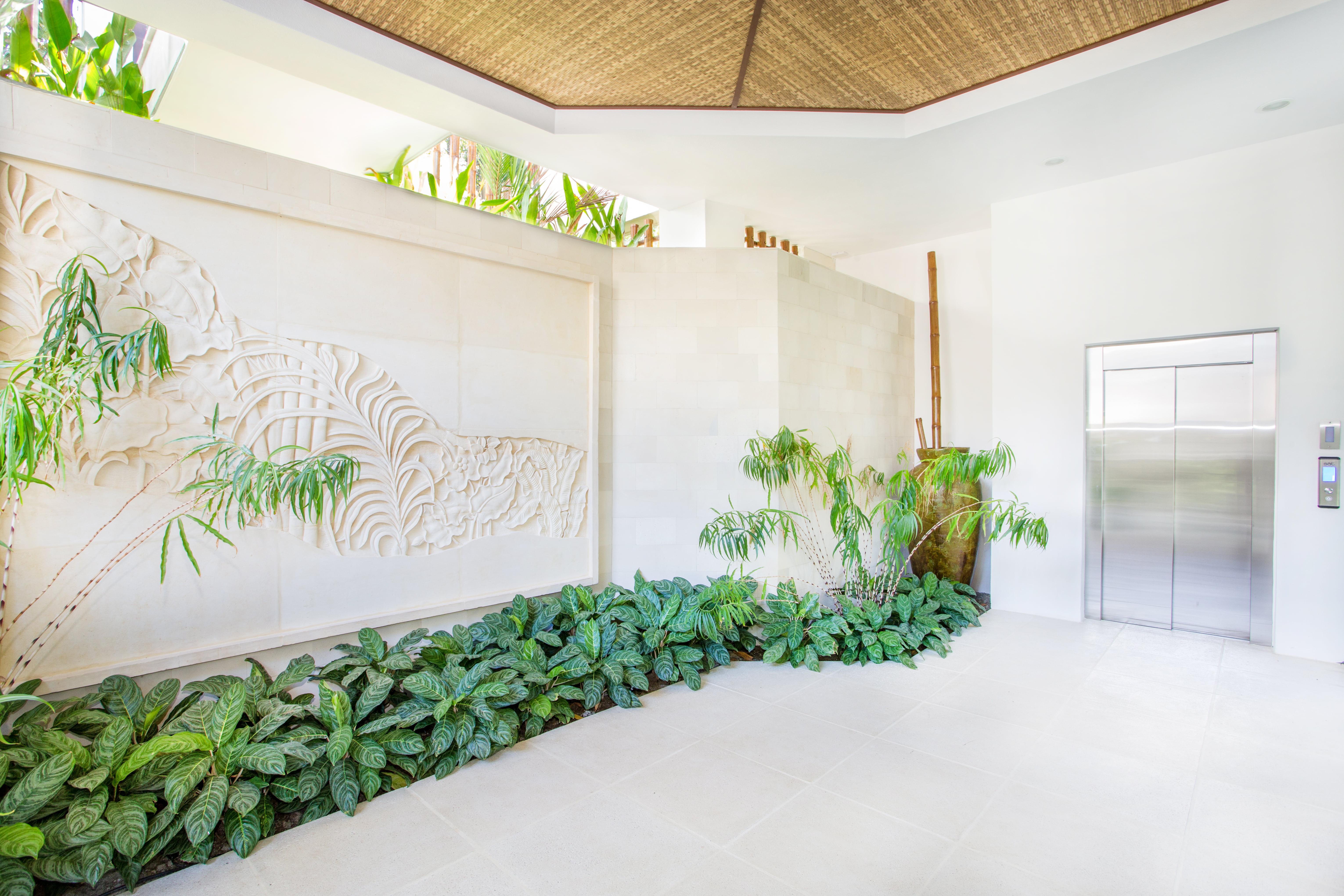 The first floor lobby with an elevator