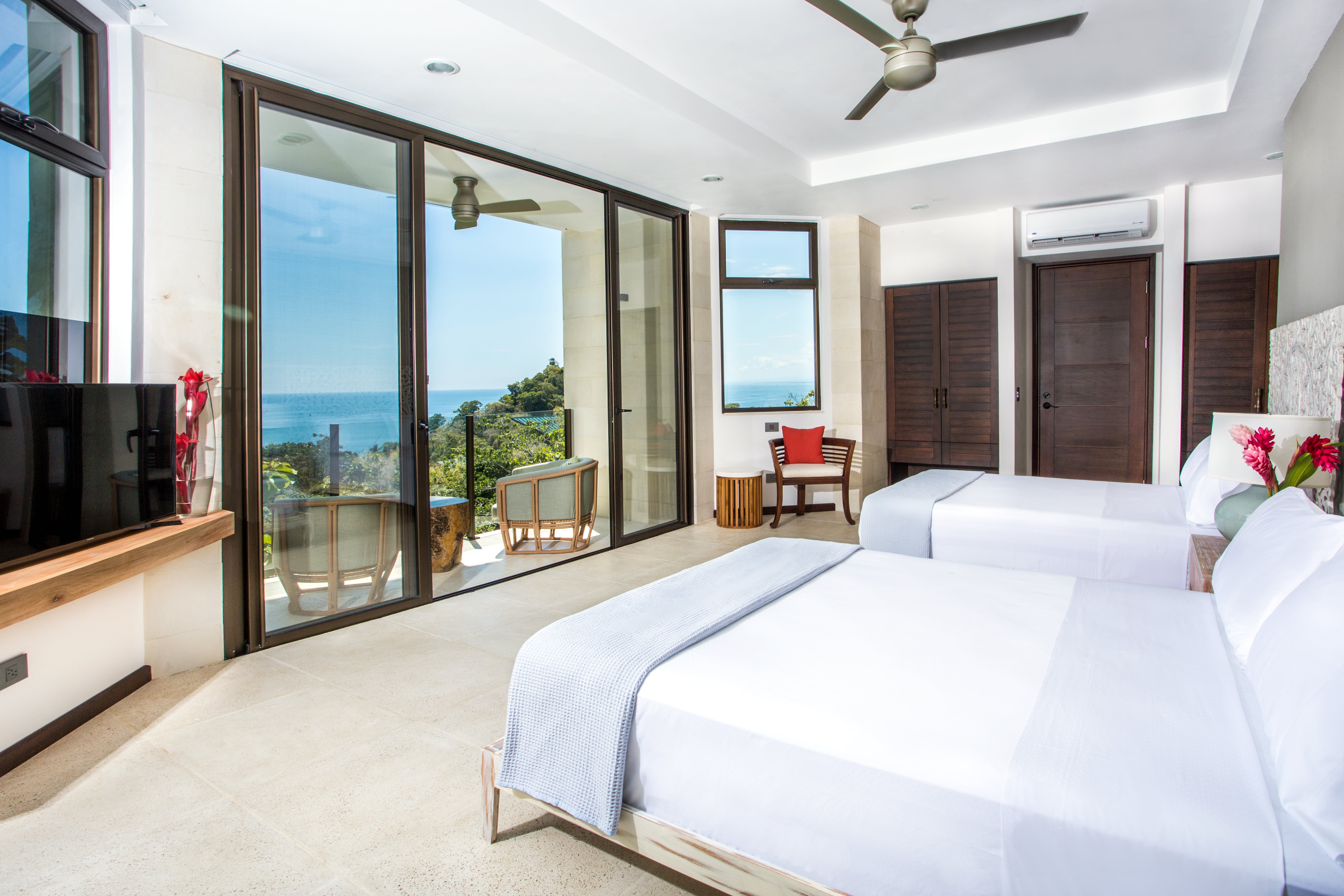 Guest suite, 4th level, with private balcony and ocean views