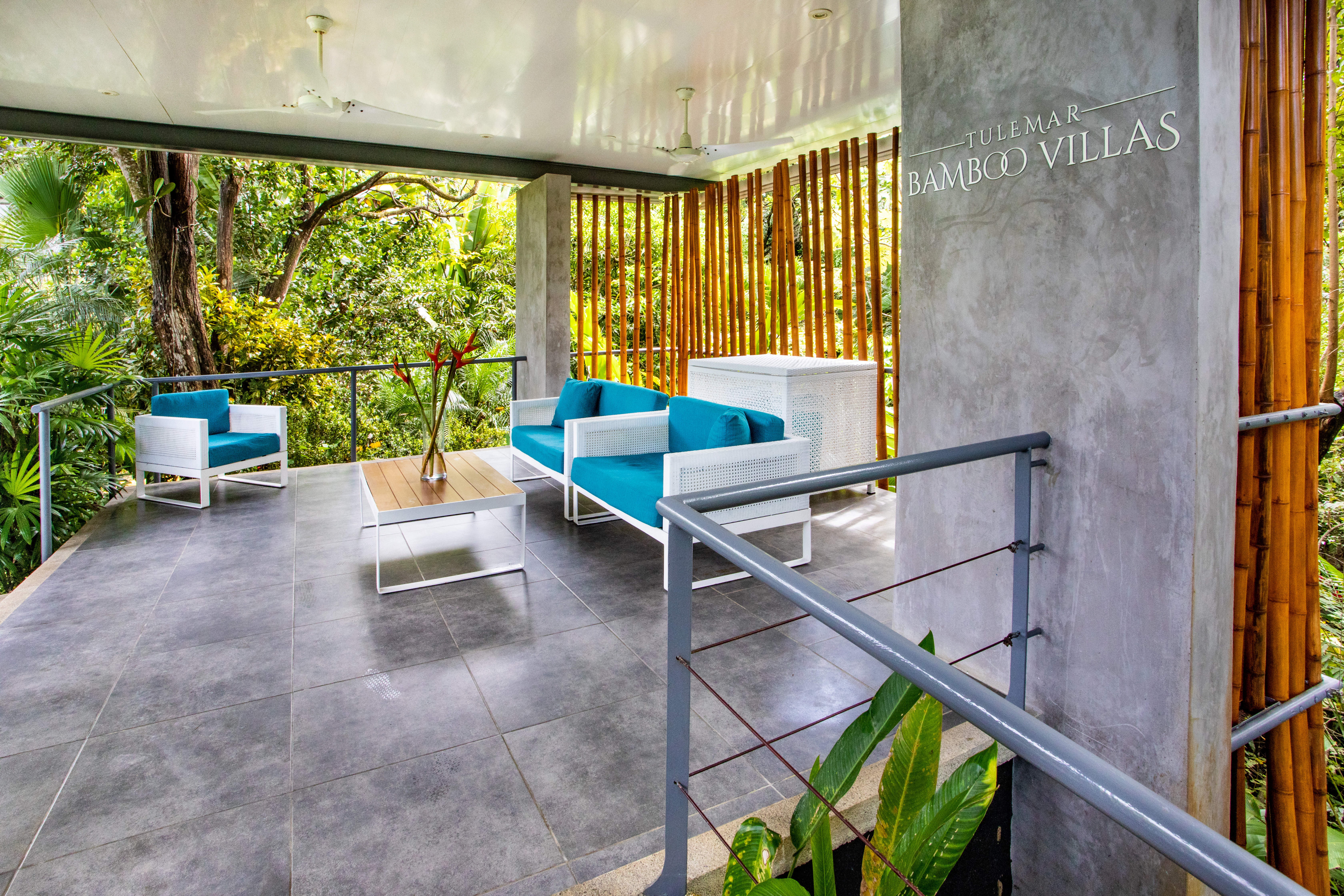 The reception area for the Bamboo Villas provides a flexible common area
