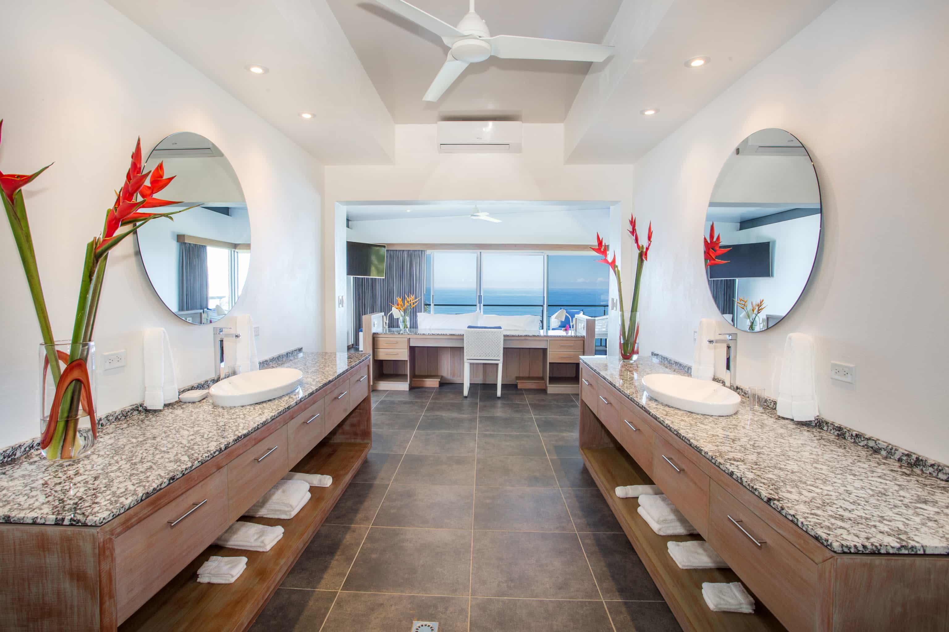 From your shower, a view all the way to the ocean