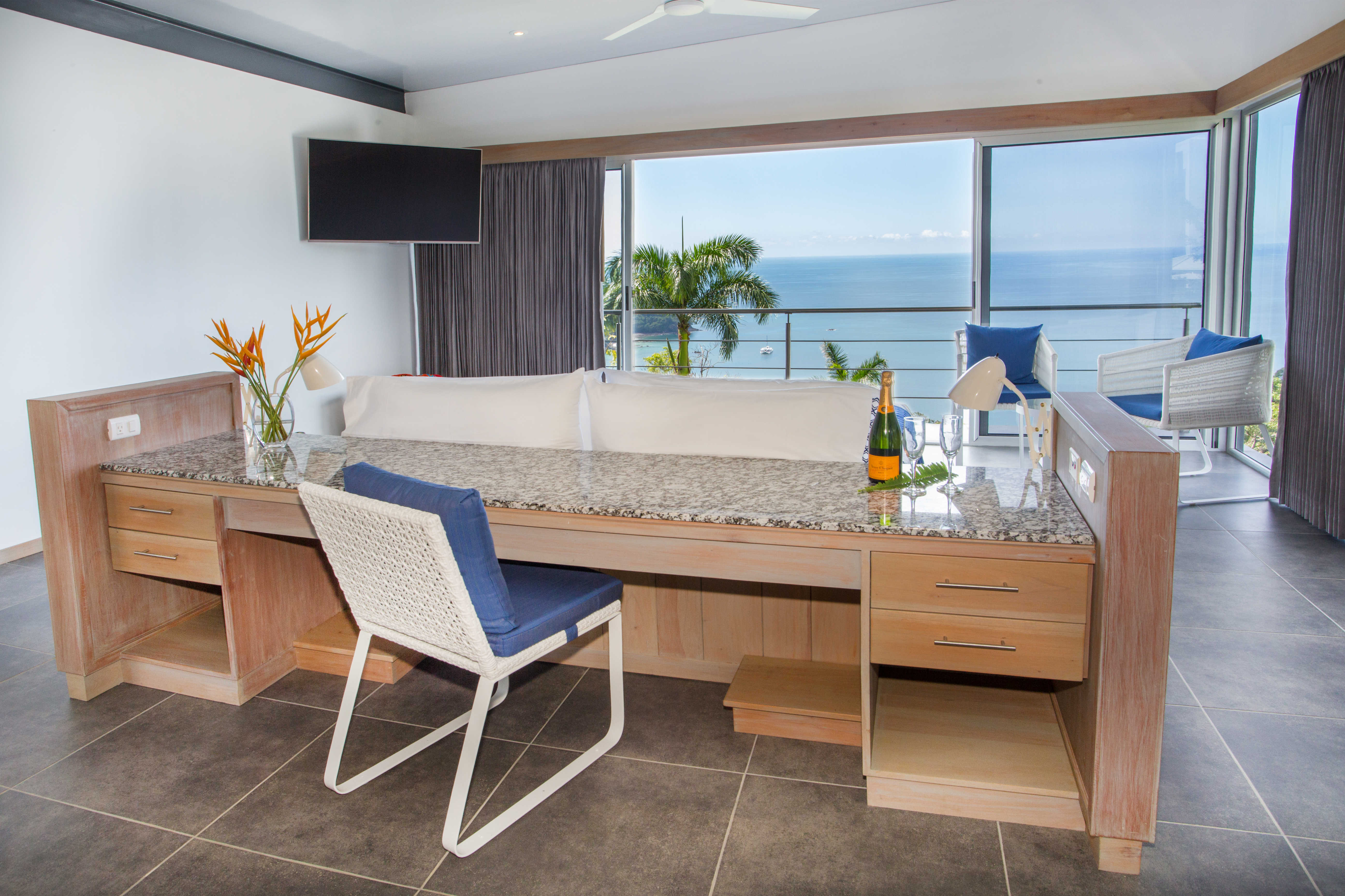 The desk area for work or fun